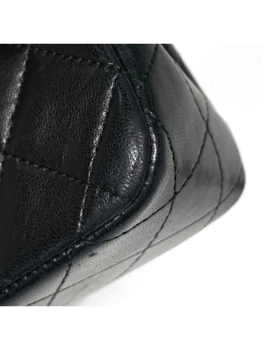 Chanel Quilted Shoulder Bag CC Logo Double Flap Leather Black